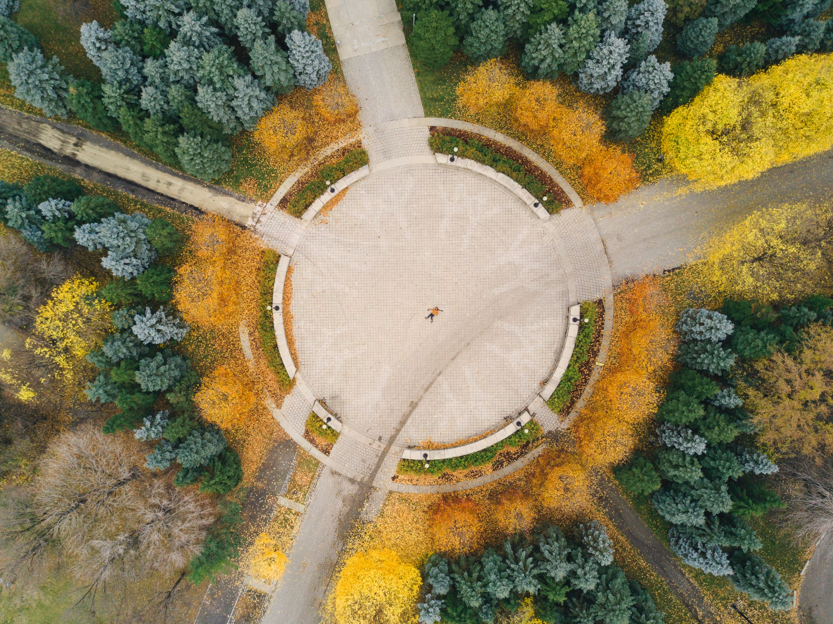Aerial view of a roundabout